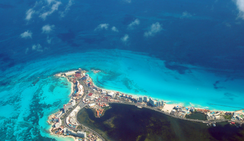 aerial view of Cancun Mexico