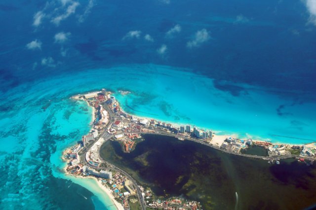 aerial view of Cancun Mexico