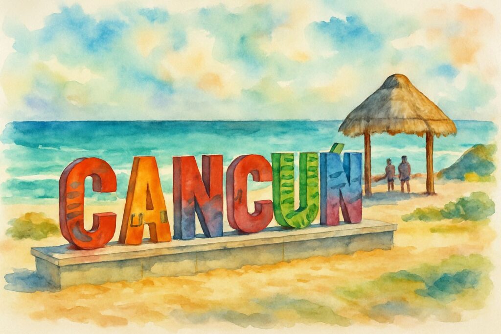 Explorando o Letreiro de Cancun na Playa Delfines